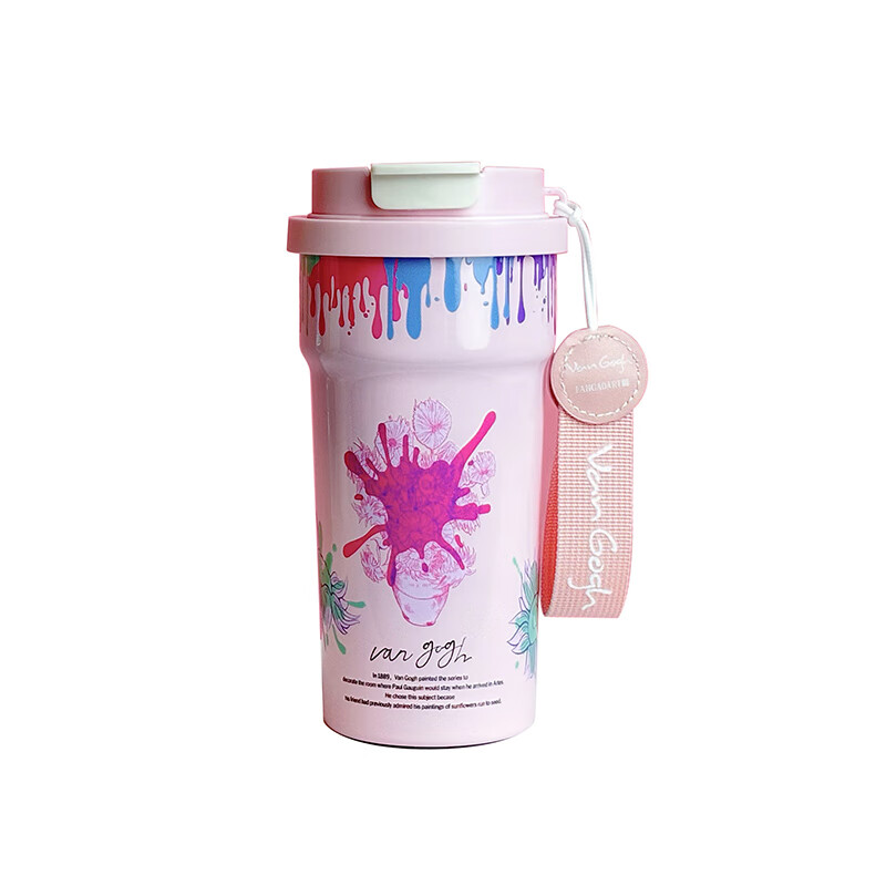 东客集艺术涂鸦保温杯双口嘴两用保温保冷女士喷陶瓷内胆