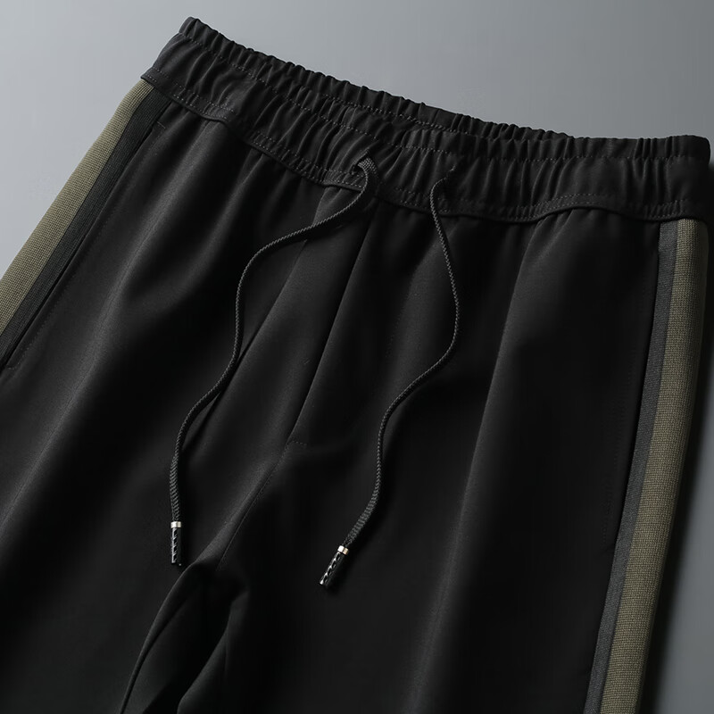 黑鲸运动裤男春秋薄款束脚裤潮牌裤子卫裤 黑色 2XL