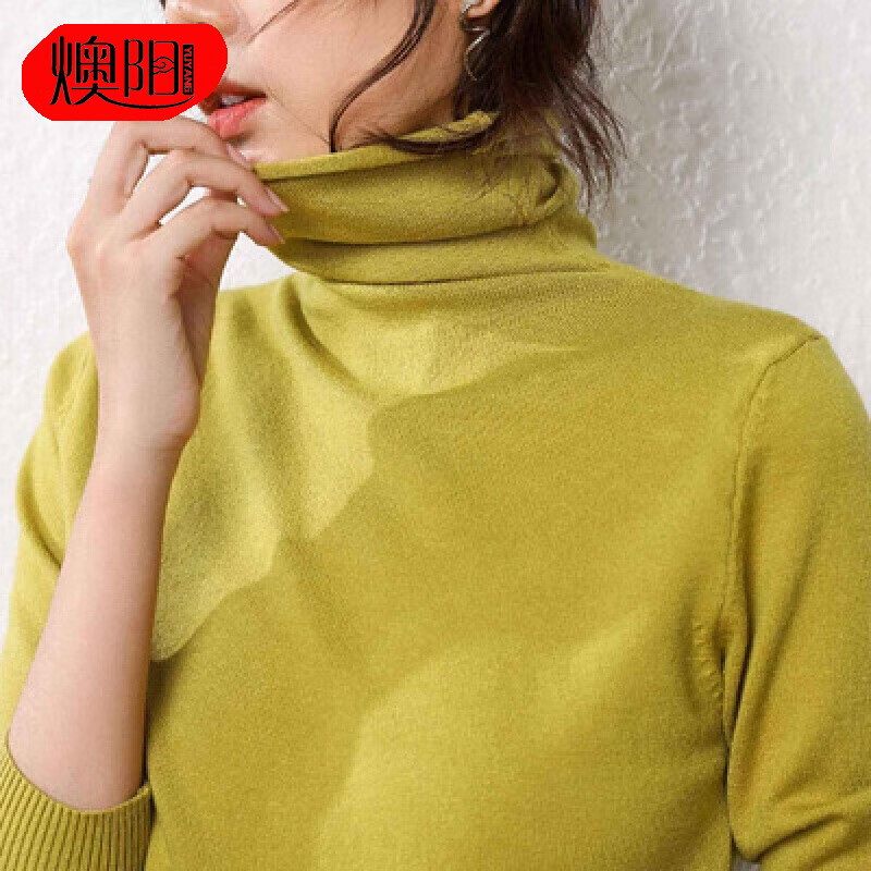 燠阳2024新款秋冬高领女堆堆领百搭套头时尚毛衣宽松打底针织衫 堆堆领-秋香绿 L 【110-120斤】 京东折扣/优惠券