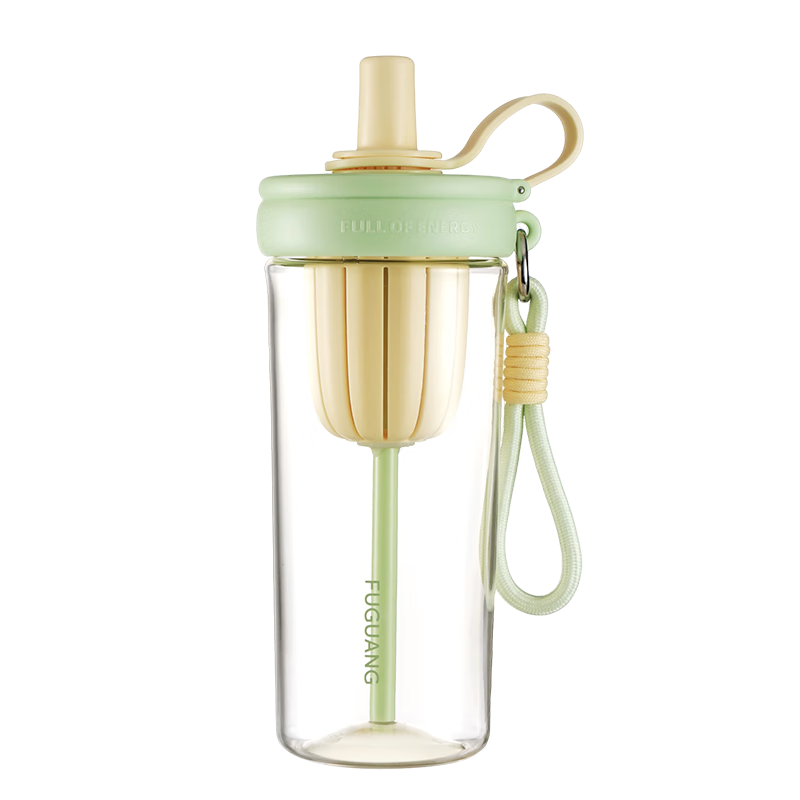 富光大容量tritan吸管塑料水杯子男女学生儿童提绳户外便携运动水壶