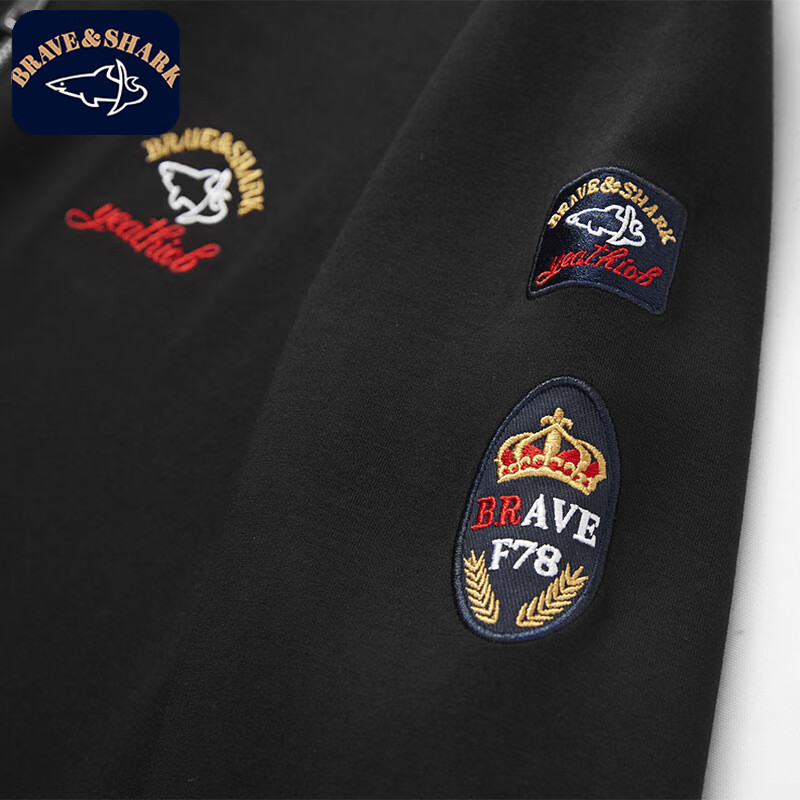 勇士鲨鱼（BRAVE&SHARK）卫衣男立领套头商务休闲秋冬款外套百搭舒适通勤长袖刺绣卫衣打底 宝蓝色加绒 XL (180) 推荐体重140-160斤