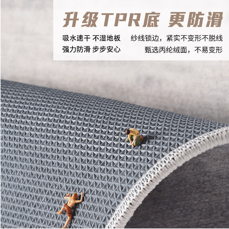 DEATKN德国入户门地垫室内门前大门口防滑脚垫加厚门内门外轻奢地毯 长横浅纹比利时绒地垫 40cm*60cm 【质感大圈绒】