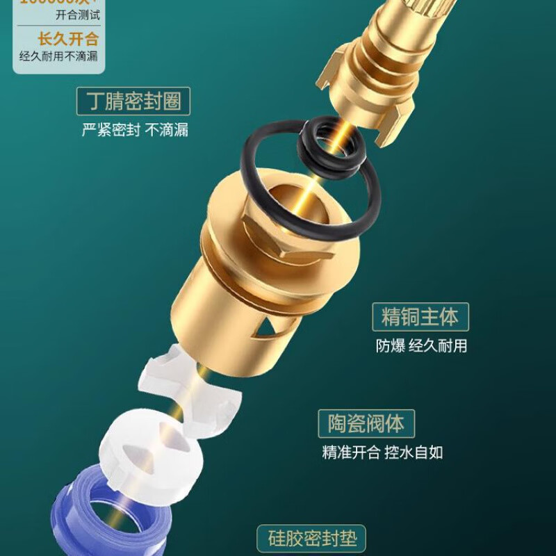 九牧王洗菜盆水槽厨房入墙式精铜冷热水龙头双孔双把阳台洗衣池混水阀 【加厚304-大弯款】入墙式单冷-