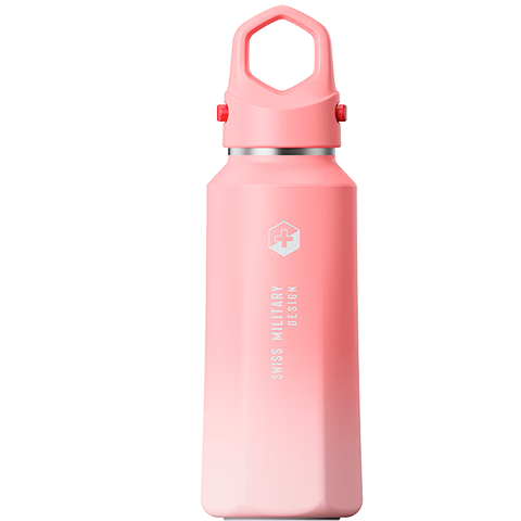SWISS MILITARY瑞士军工保温杯316不锈钢大容量保冷水杯车载男女学生礼物粉380ml
