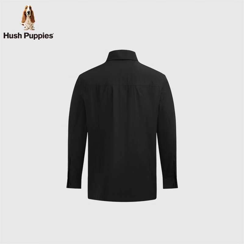 暇步士(Hush Puppies)【柔软细腻】男装2025春秋新款柔软轻薄长袖衬衫 曜石黑 L