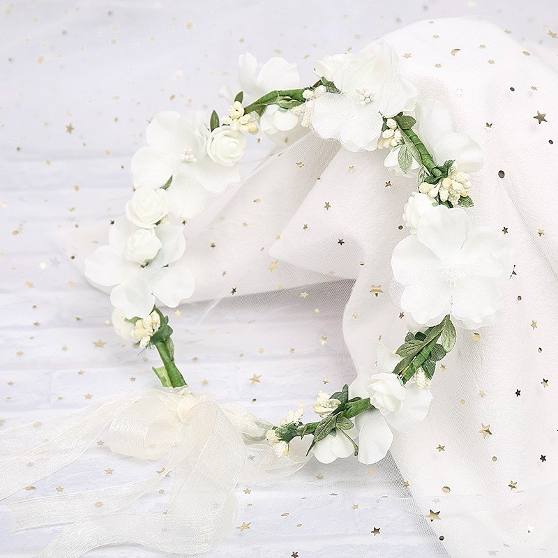 美丽公主花环韩国森系新娘伴娘婚纱写真头饰头环海边儿童女童花朵发箍