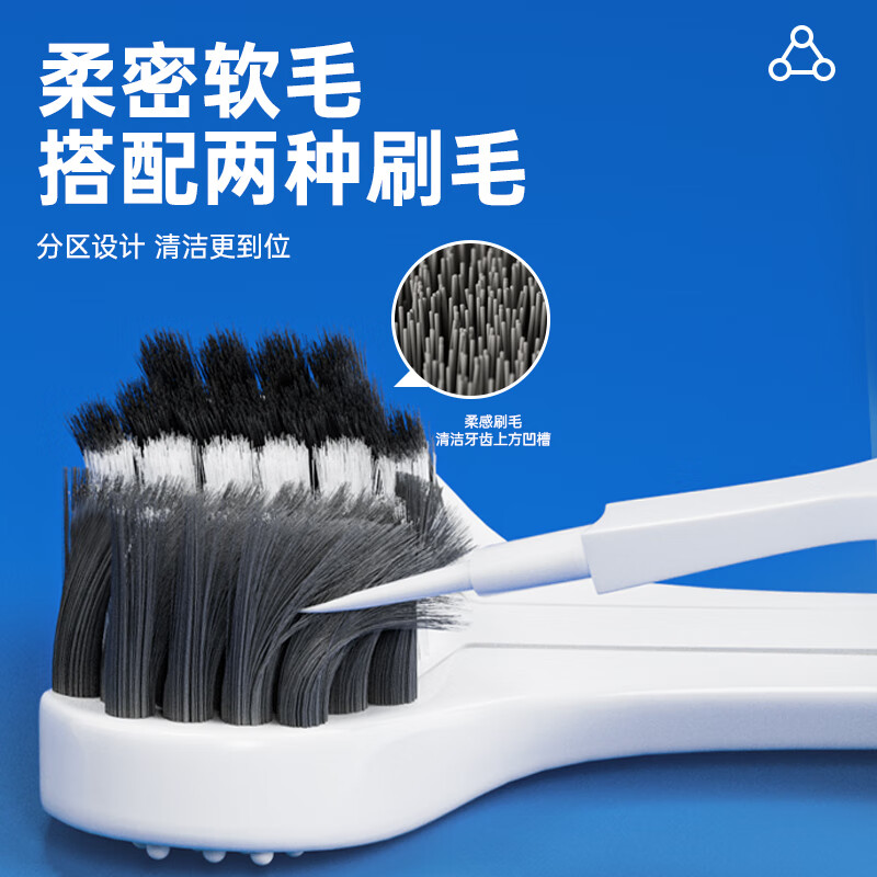 健三面牙刷软毛成人款男女情侣家用山姆同款家庭装三头牙刷U004 超软毛 12支 厂家甄选