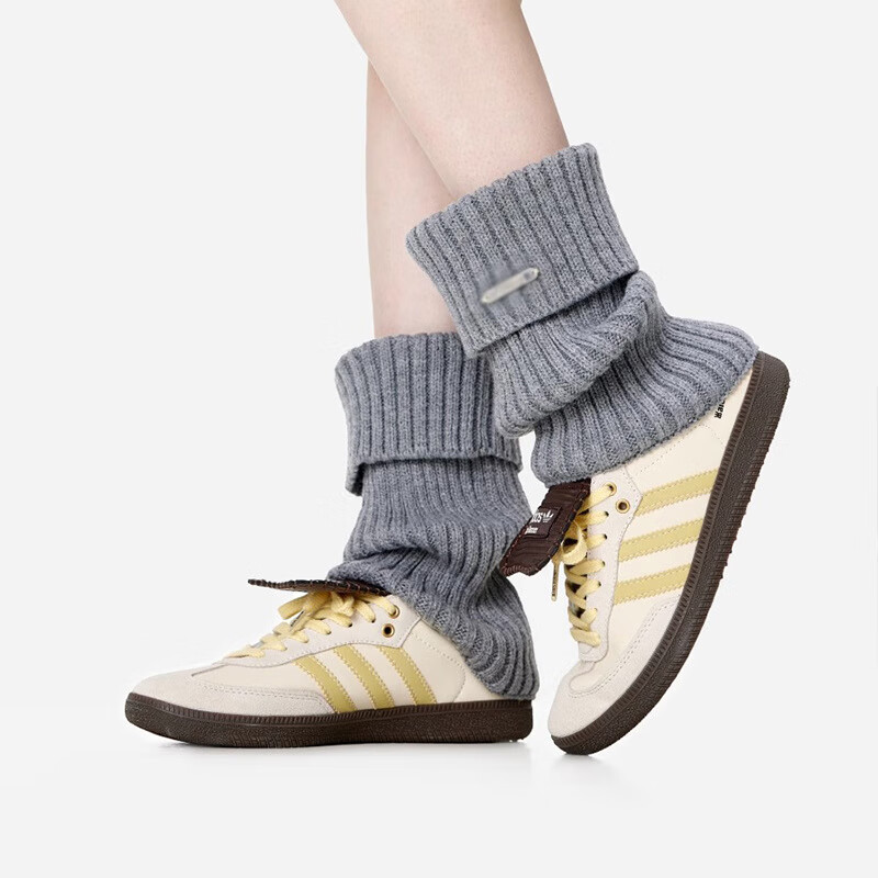 【优选好物】针织堆堆袜雪地靴袜套女款秋冬季腿套保暖袜子套袜纯 金属标袜套【黑色】 50cm