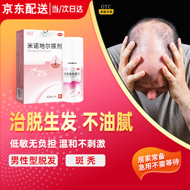 生发液米诺地尔搽剂40ml/盒 防脱发洗发水生发液生发育发发际线增长液治疗男性脱发严重男专用斑秃 1盒米诺地尔搽剂