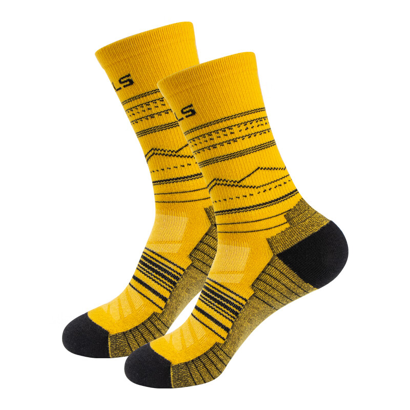 WRELS户外运动美利奴羊毛袜子登山越野徒步袜防臭速干透气美丽诺跑步袜 高筒-黑灰色【两双装】 L（41-46码）