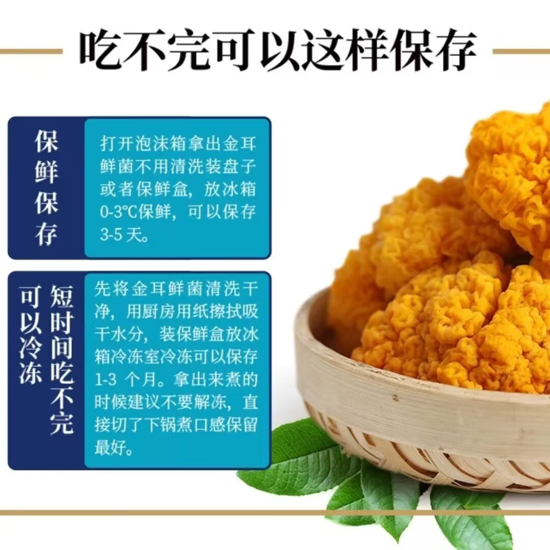新鲜金耳菌【顺丰包邮】云南黄金耳菇 可生食 刺身 火锅 高端食材 500g