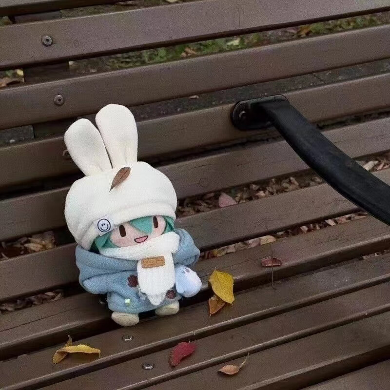 博纳思雪fufu初音未来15cm可爱棉花娃娃毛绒公仔礼物可换装玩偶 绿音有骨+小寒套装