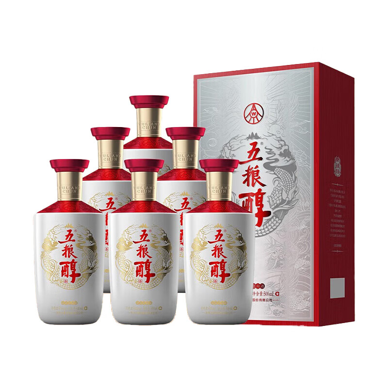 五粮液股份五粮醇银装玫瑰金浓香型白酒50度500mL*6瓶原箱新老随机发货