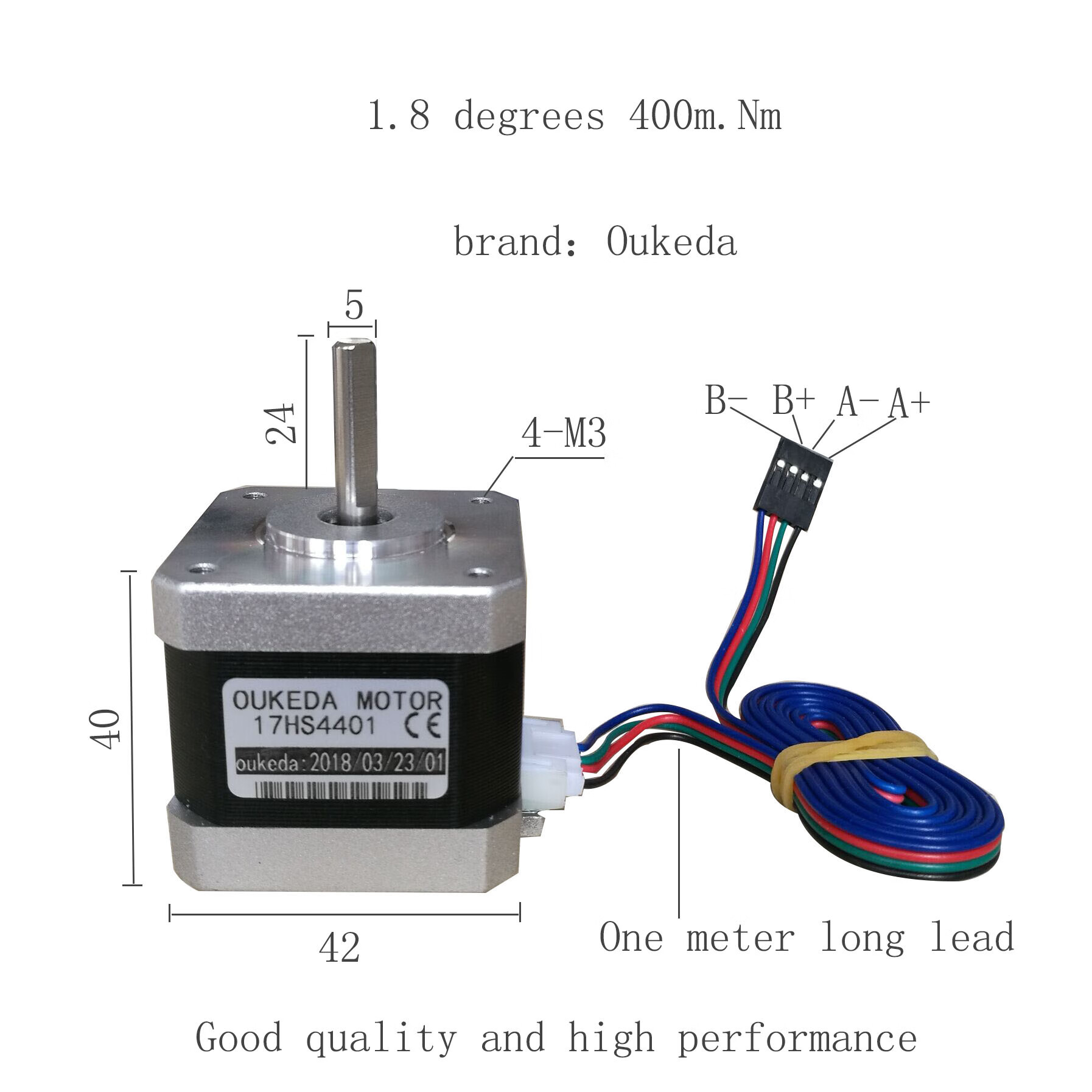 簌禧步进电机nema17stepper motor for 3d printer 17hs4401