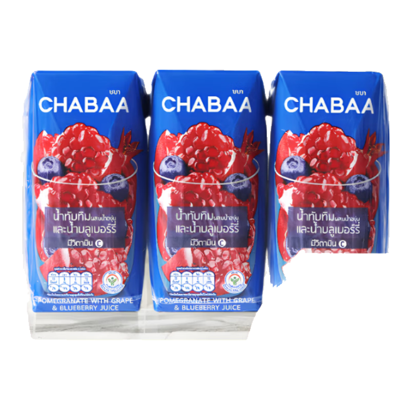 CHABAA石榴蓝莓果汁饮料180ml*3【临期清仓】