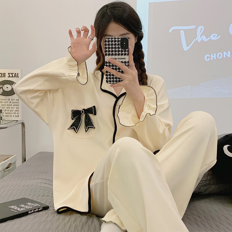 ���ڲ�������ɯ˯��Ů�����2025�¿��Լ�����Ҷ�߿��⴩�Ŀ����Ҿӷ���װ 67003 M ������80-100��155-160cm��