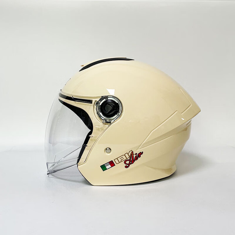 IBK摩托机车四季通用头盔男女四分之三头盔电瓶车半盔3C认证安全帽 202-亮白 均码(头围55-60CM)