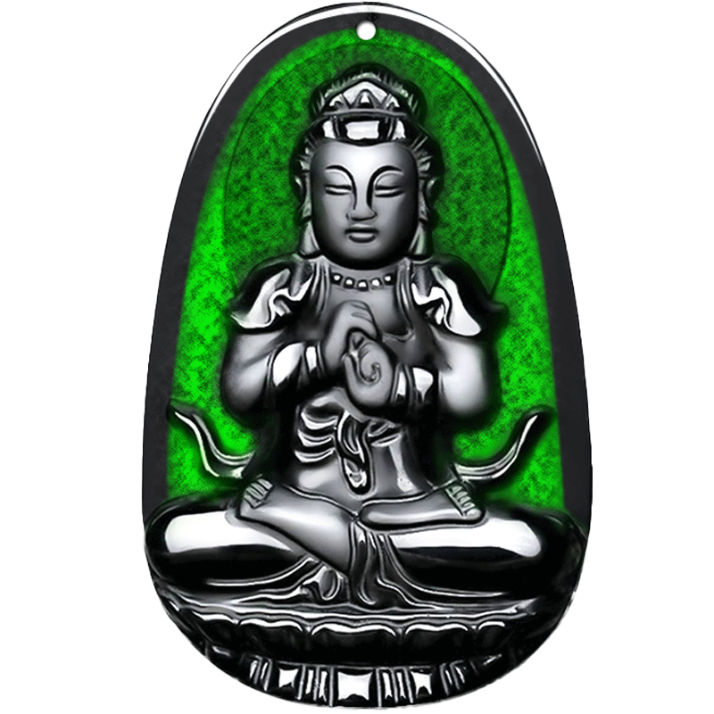 祥禎福珠寶（XIANGZHENFU JEWELRY）本命佛吊墜守護神十二生肖男女款a貨翡翠墨翠玉墜玉石 生肖狗豬戴 阿彌陀佛