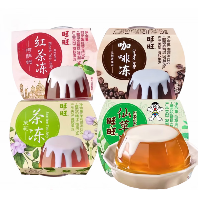旺旺旺仔冻茶果冻阿萨姆红茶冻/茉莉茶/咖啡/仙草130g*8个装 咖啡冻*6