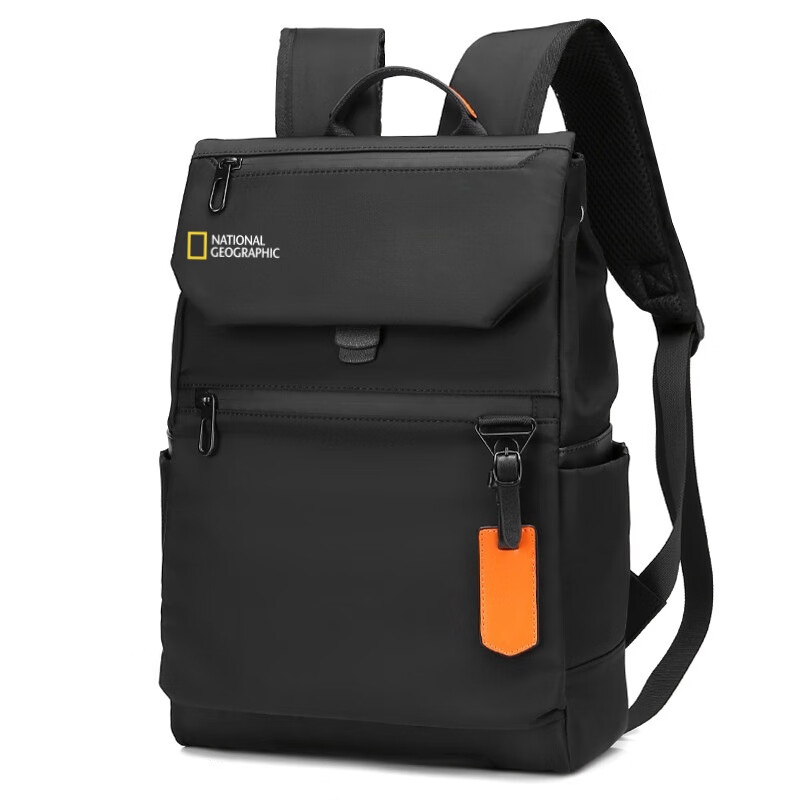 国家地理休闲书包男大容量旅行双肩包电脑包休闲大学生上课背包男爆款定制 黑色 15.6寸
