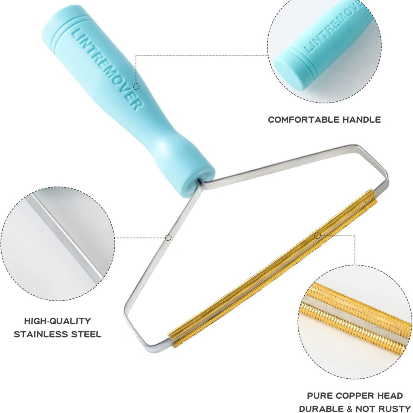 【优选好物】刮毛器手动不伤衣物大衣粘刮毛器家用宠物除去毛直角 蓝色 直角款