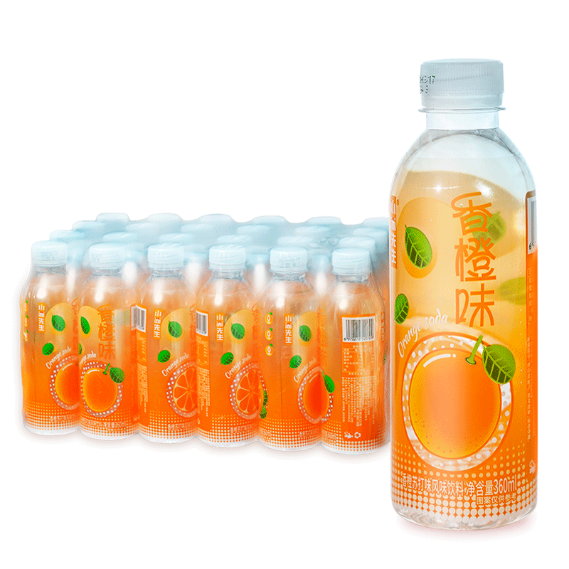 小蘇先生香橙荔枝果味蘇打水 360ml*12/24瓶 0脂0卡無(wú)糖飲料整箱 香橙蘇打水飲料360ml*12