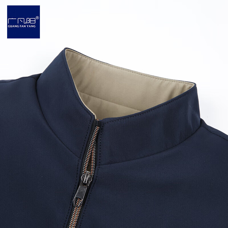 广凡阳夹克男加棉加厚纯色立领保暖外套冬季新款中青年男装加绒行政茄克 卡其[加绒款] 4XL (195) (建议180-200斤)