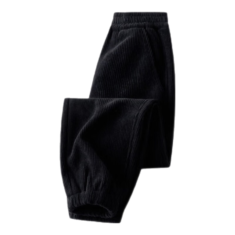 巴布豆兒童褲子秋冬季男童加絨保暖女童燈芯絨長褲時尚寬松潮流童裝 黑 150