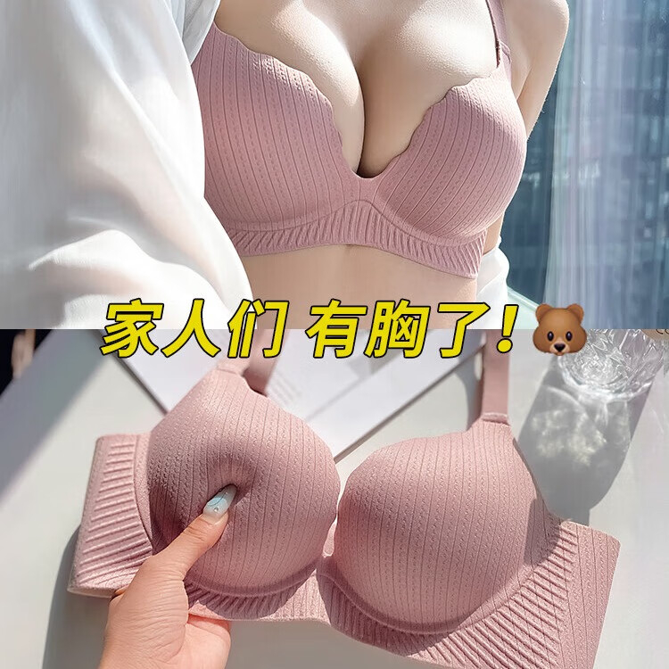 俏曼芬小胸聚攏顯大內(nèi)衣女2025新款加厚提拉上托收副乳防下垂無(wú)痕文胸罩 豆沙（單件） S 32/70（AB通杯厚約3CM）