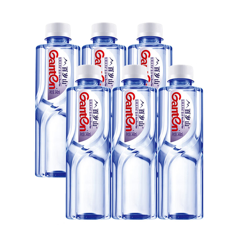 1元/瓶！百岁山 天然矿泉水 瓶装 348ml 6瓶