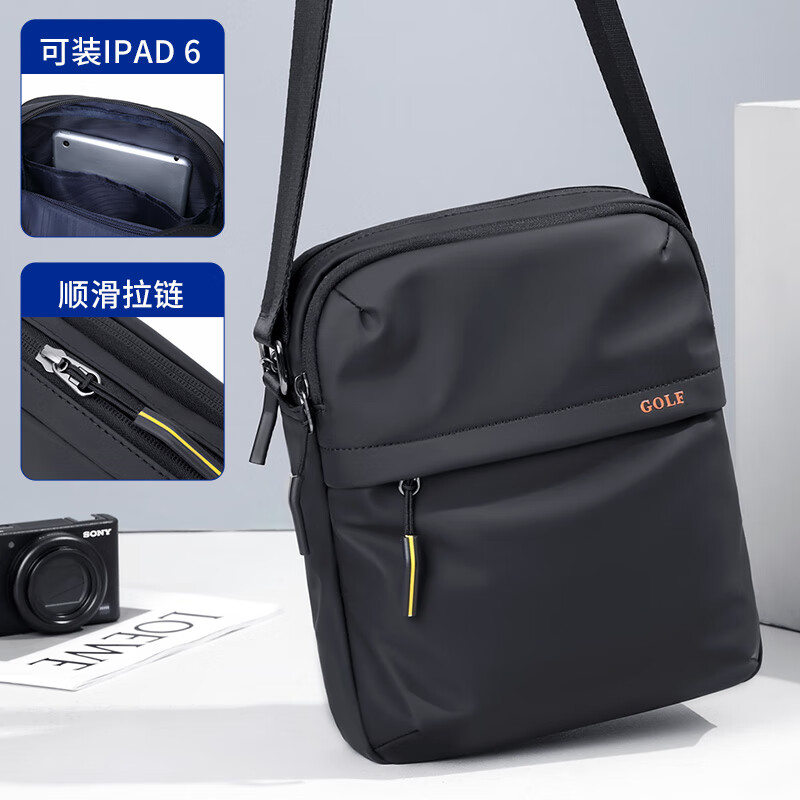 高尔夫（GOLF）斜挎包男士休闲单肩包男轻便百搭挎包男便携小包男包防泼水运动包 雾黑色