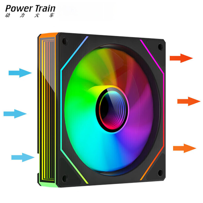 动力火车（PowerTrain）4pro棱镜四代凤彩机箱风扇12cm台式机ARGB神光同步PWM串联棱镜6pro反叶4pin棱镜7pro电脑散热风扇 棱镜7PRO 反叶ARGB黑色