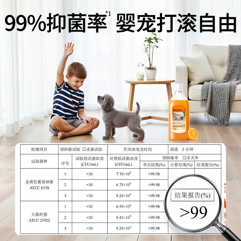 蔬果园多效地板清洁剂强力去污清香抑菌拖地养护地板瓷砖地砖木板清洁剂 【清香抑菌】500ml*3