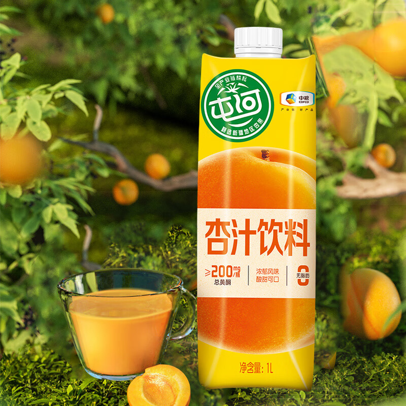 美意颂中粮屯河杏汁1000ml果汁果味饮料饮品送礼礼盒装 1L杏汁*2