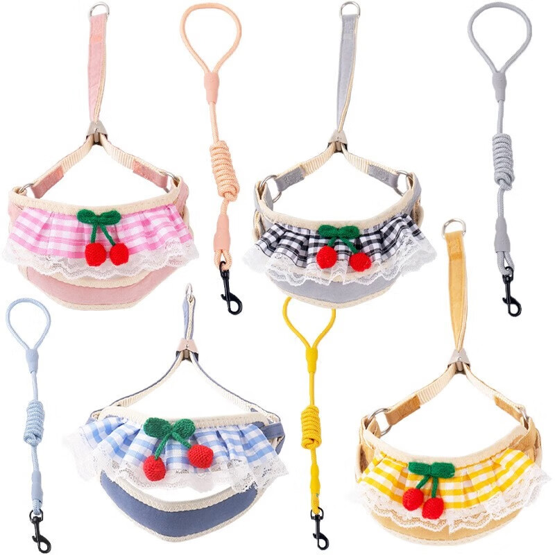 拉维佩特（LOVINGPET） 狗狗牵引绳胸背带 泰迪狗绳子可调节幼犬牵引绳小型犬遛狗绳子 蓝色 M 7-15斤左右 胸围35-60cm