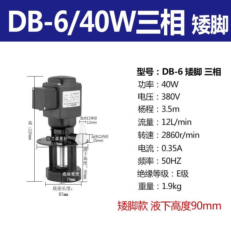 LNGA LANDGREDBABJCB機(jī)床冷卻泵380V 磨床油泵線切割循環(huán)泵三相高壓液下泵 DB-6/40W矮腳380V