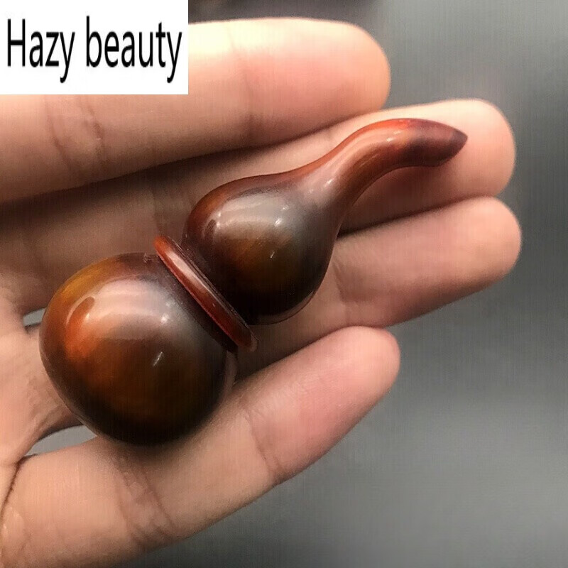 Hazy beauty牛角把件 牛角葫蘆手把件擺件掛件天然古玩文玩角雕精雕刻男士隨 n0673