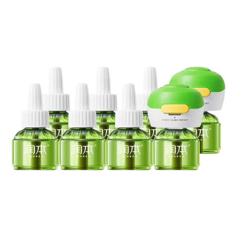 润本电蚊香液驱蚊液45ml*8瓶+2个定时加热器驱蚊防蚊蚊香童锁款