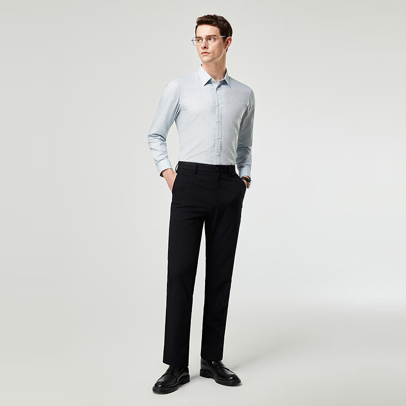 雅戈尔长袖衬衫【格纹全棉】柔软挺阔有型修身剪裁通勤商务休闲男衬衣 绿色格子 41 (175/96Y)