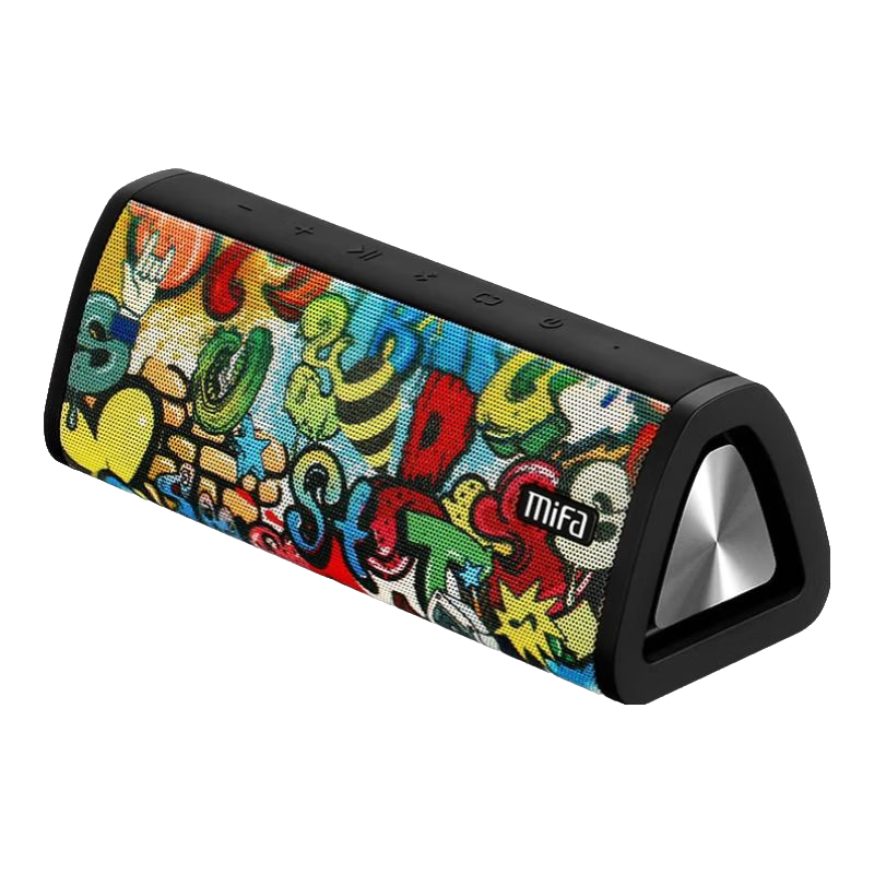 MIFA A10+爆款戶外藍牙音響無線大音量重低音插卡車載低音炮運動跑步便攜式網紅小型U盤音響隨身音箱 涂鴉黑【續(xù)航持久+一年換新】 【帶卡套餐：送16G卡+讀卡器】