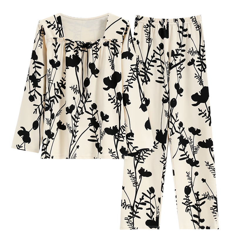 都市丽人纯棉睡衣女春夏季长袖甜美田园风全棉抑菌女士家居服套装