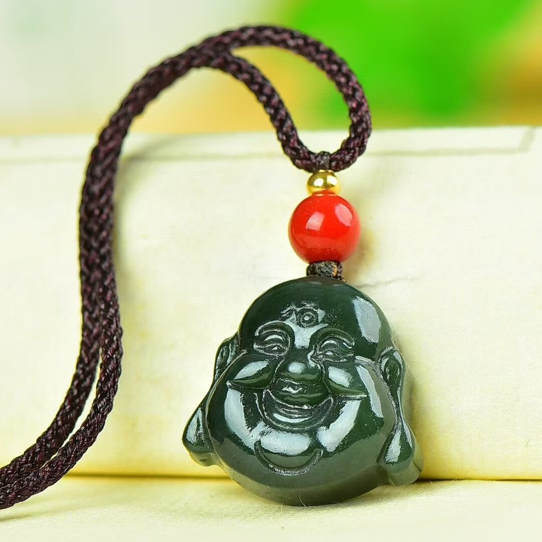 润养妍和田玉佛头吊坠女款玉石弥勒佛头像挂件原石笑佛项链青玉毛衣链