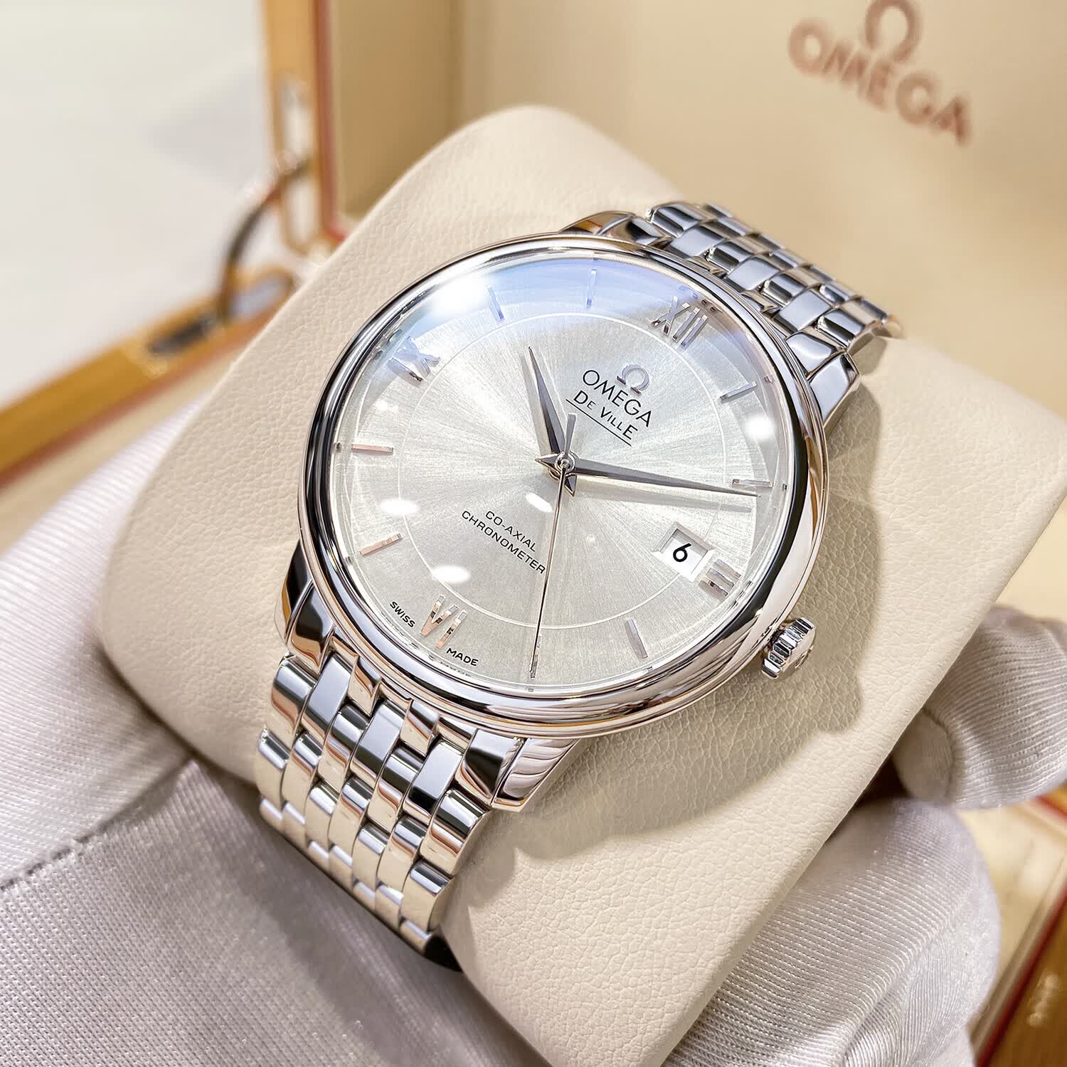 欧米茄（OMEGA）【二手99新】欧米茄蝶飞系列男表全自动机械碟飞手表大三针日期显示 二手奢侈品男士腕表 39白盘钢带424.10.40.20.02.003