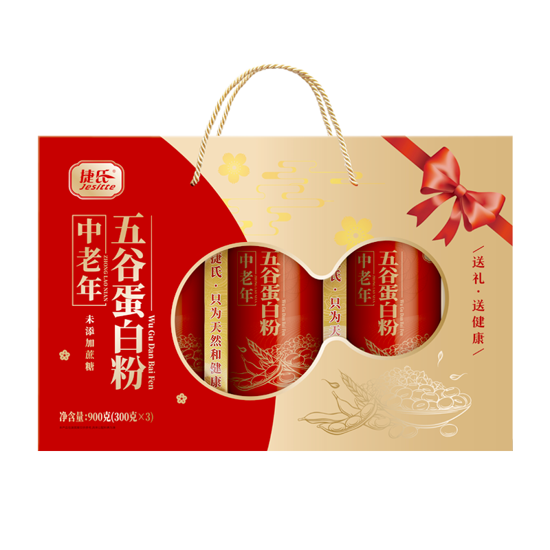捷氏中老年五谷蛋白粉礼盒900g大豆蛋白营养粉节日礼品健康礼品 捷氏中老年五谷蛋白粉 900g*1盒