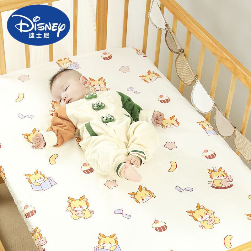 迪士尼（Disney）a类纯棉婴儿床床笠宝宝床单新生儿童拼接床床品幼儿园床垫套床罩 床笠-小龙人[a类纯棉] 120*70*6cm[+枕套]
