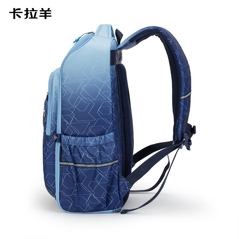 卡拉羊书包初中生减负休闲运动背包旅行出游大容量双肩包男女生 5098丨藏青科幻