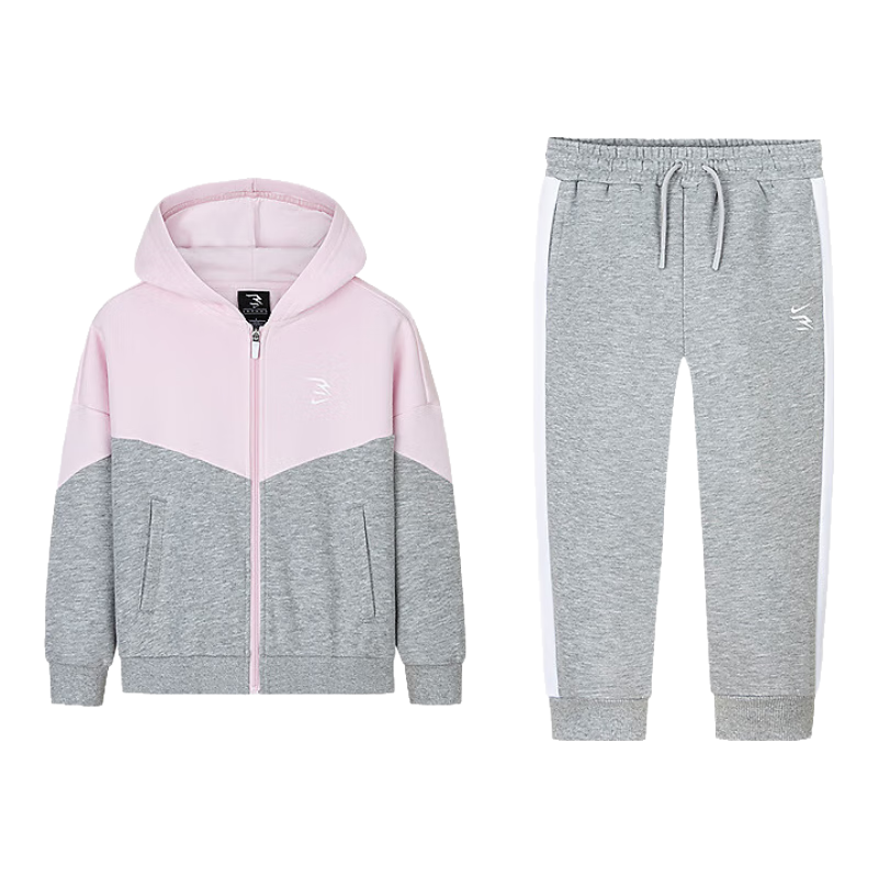 NIKE3BRAND 耐克男女童開襟衛(wèi)衣+褲子2件套冬季加絨保暖兒童套裝