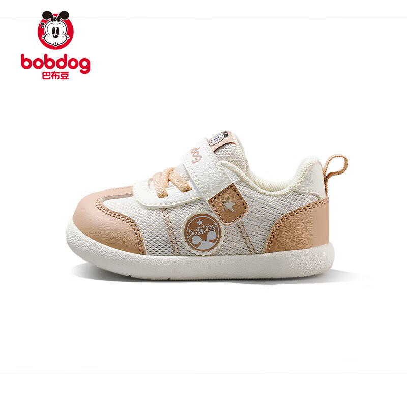 巴布豆婴儿宝宝学步鞋 机能学步鞋防滑儿童运动鞋男女童鞋 浅米其[舒适春秋] 19 内长12.3cm，适合脚长11.8cm
