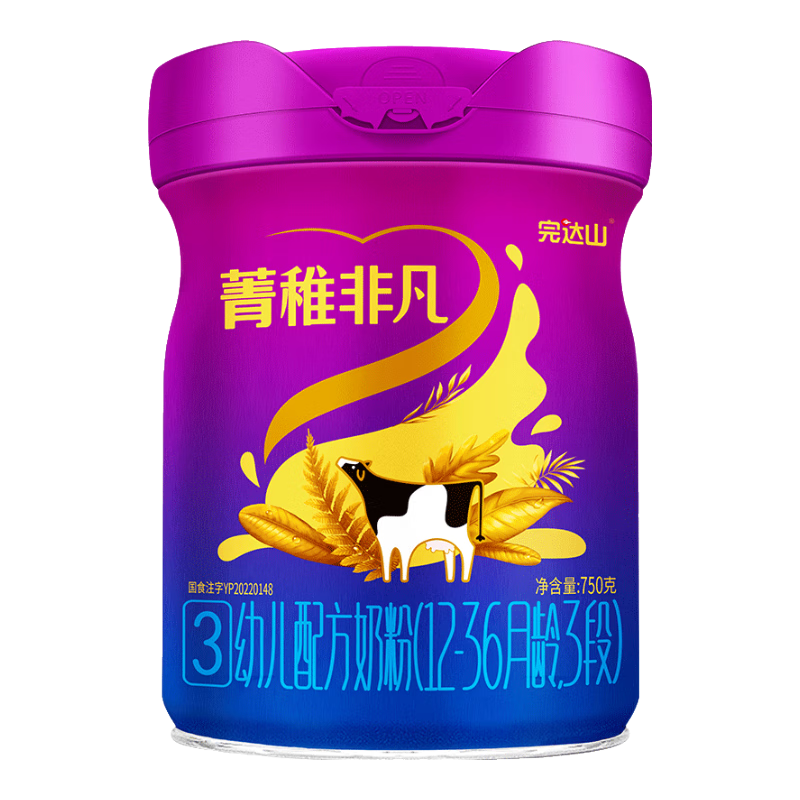 完达山（wondersun）【25年1月产】完达山奶粉菁稚非凡3段奶粉750g幼儿配方奶粉三段 6罐【整箱装】