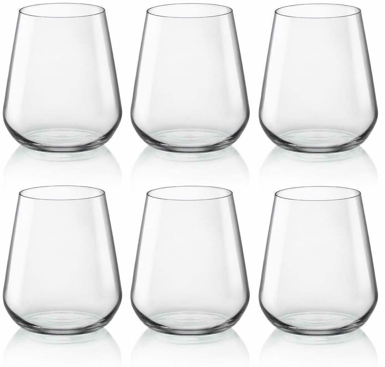 BORMIOLI ROCCO 无脚红酒杯 465ml星玻璃 家用葡萄酒杯 耐用透明色 6件套